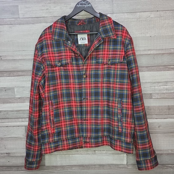 ZARA kockás férfi átmeneti dzseki, XL