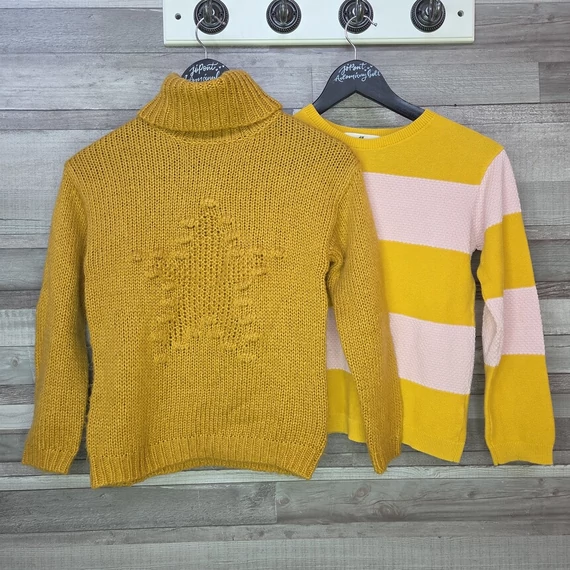 H&M és F&F okkersárga lány pulóver szett, 134/140
