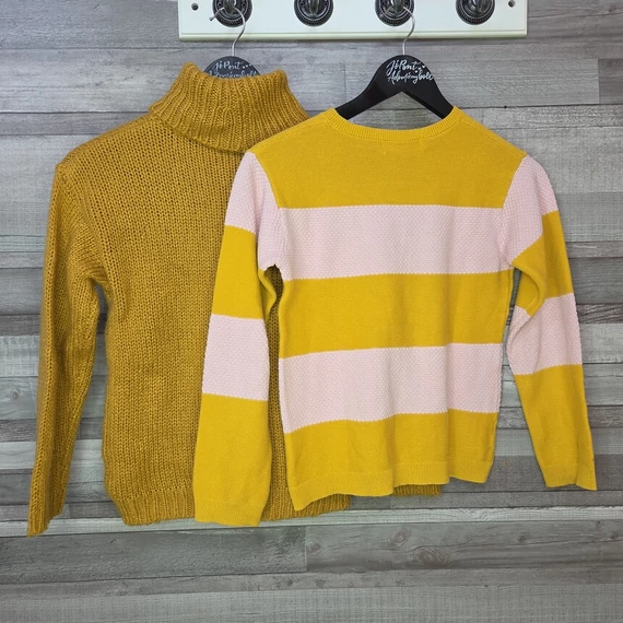 H&M és F&F okkersárga lány pulóver szett, 134/140