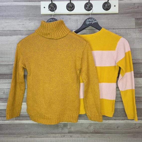 H&M és F&F okkersárga lány pulóver szett, 134/140