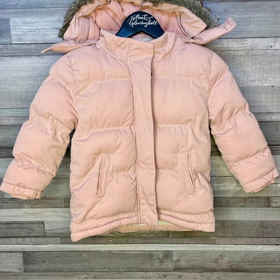 Mamas&Papas rózsaszín bundás vastag lány kabát 4-5 év
