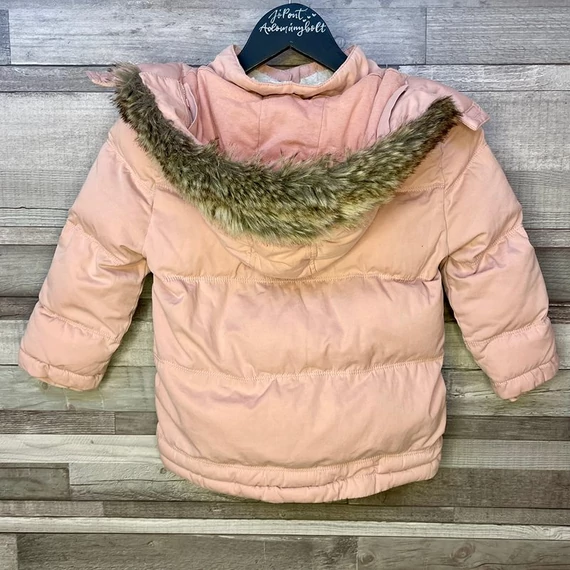 Mamas&Papas rózsaszín bundás vastag lány kabát 4-5 év