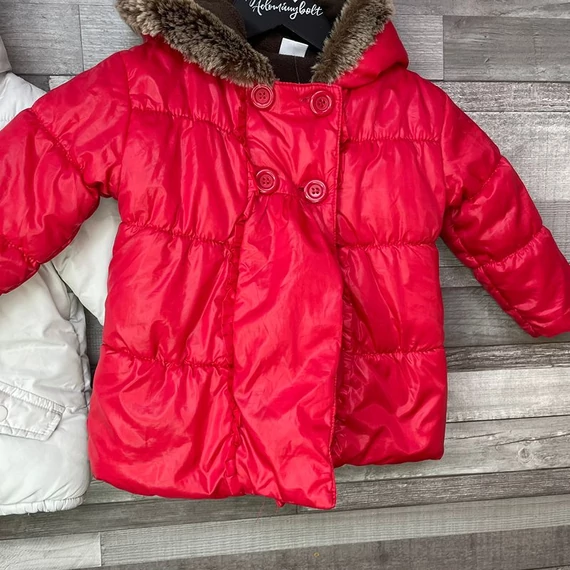 F&F, Babyclub fehér piros kislány kabát szett 92