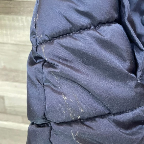 H&M sötétkék szőrmekapucnis kislány télikabát 116