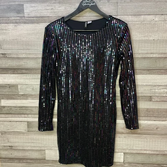 H&M fekete flitteres alkalmi ruha 40