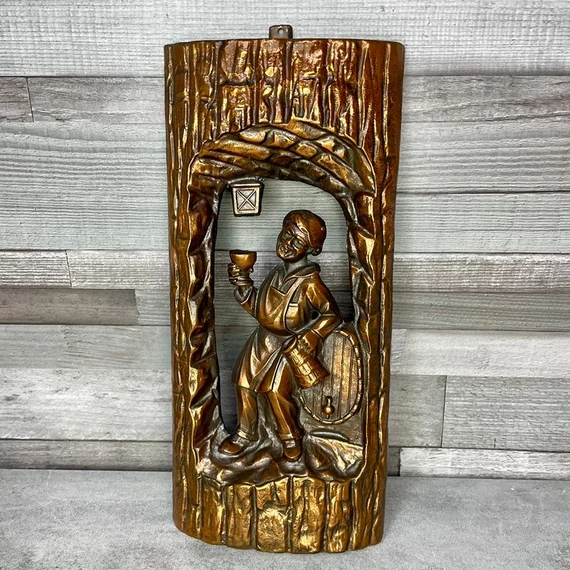 Vintage réz domborműves falikép dísz