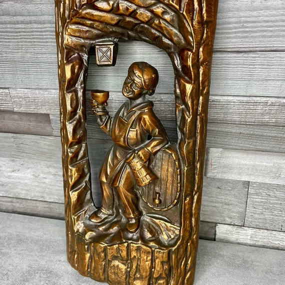 Vintage réz domborműves falikép dísz