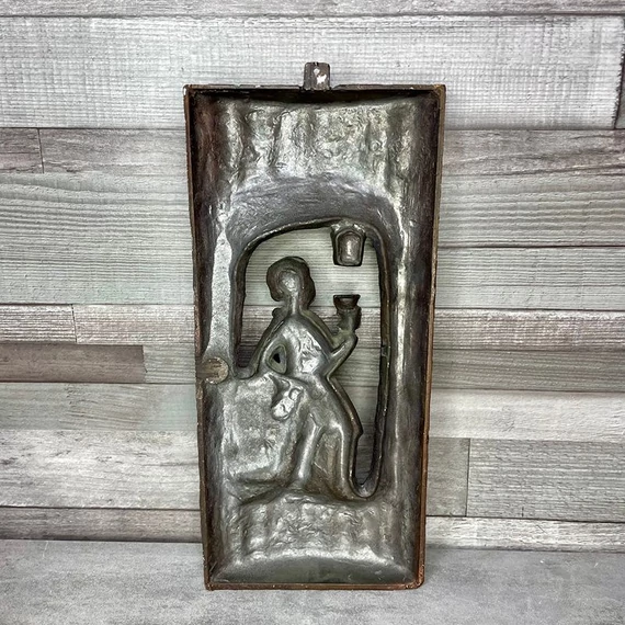 Vintage réz domborműves falikép dísz