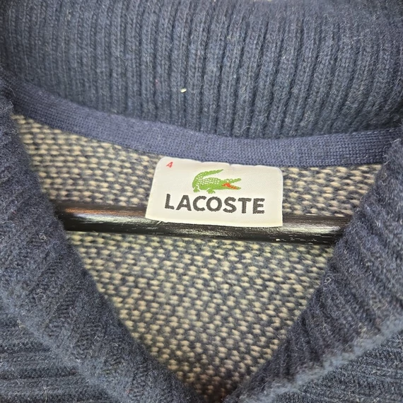 Lacoste aprómintás gyapjútartalmú férfi pulóver, M