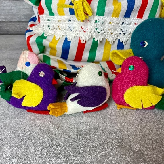 Retro kislány hátizsák kézműves madarakkal