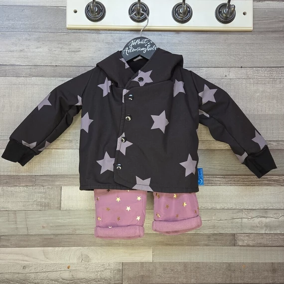 Nono Pantalon és Ergee kislány kabát és bélelt nadrág szett csillagos mintával, 80