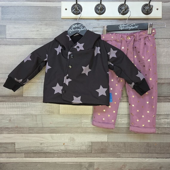 Nono Pantalon és Ergee kislány kabát és bélelt nadrág szett csillagos mintával, 80