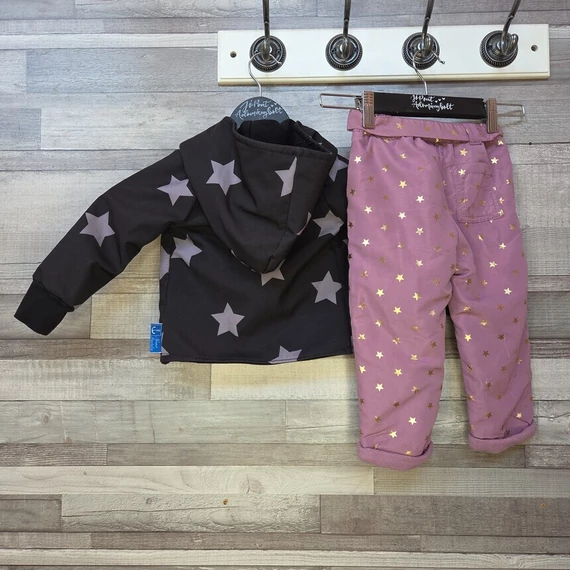 Nono Pantalon és Ergee kislány kabát és bélelt nadrág szett csillagos mintával, 80