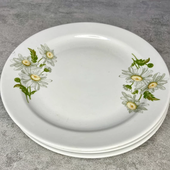 Zsolnay zöld-sárga margaréta mintás porcelán 3 db-s kistányér szett