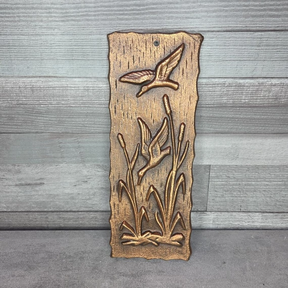 Bronzírozott alumínium vadkacsás fali dísz