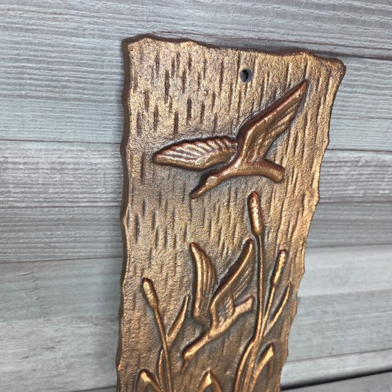 Bronzírozott alumínium vadkacsás fali dísz