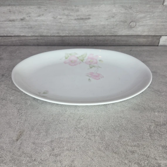 Alföldi porcelán pasztell rózsaszín virágos ovális kínáló tányér