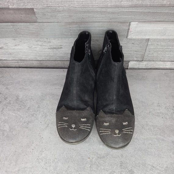 H&M fekete csillogó cicafejes kislány bokacsizma, 32