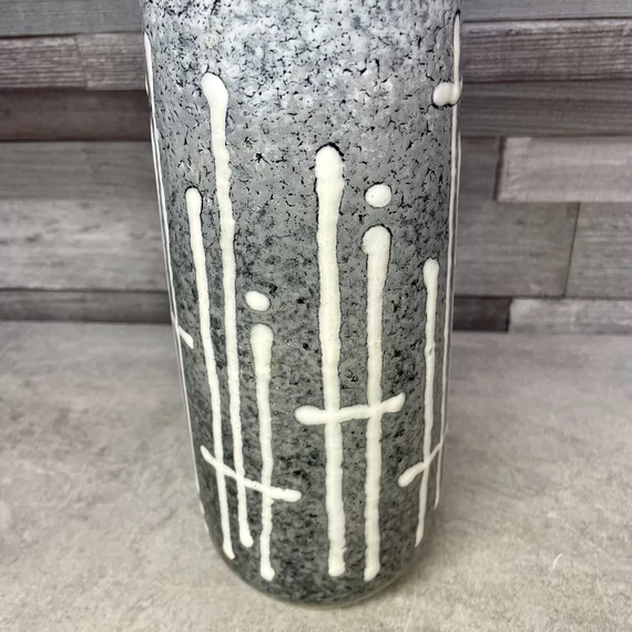 Majoros János retro mázas szürke kerámia váza