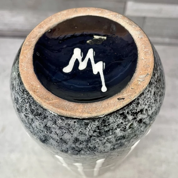 Majoros János retro mázas szürke kerámia váza