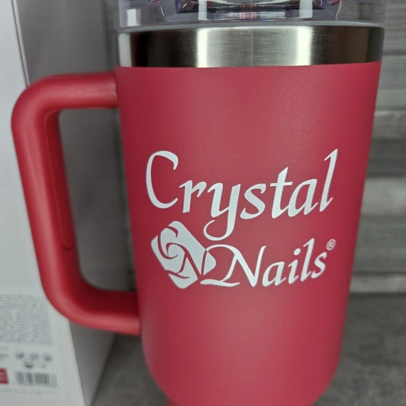 Crystal Nails rózsaszín hőtartó palack fém szívószállal
