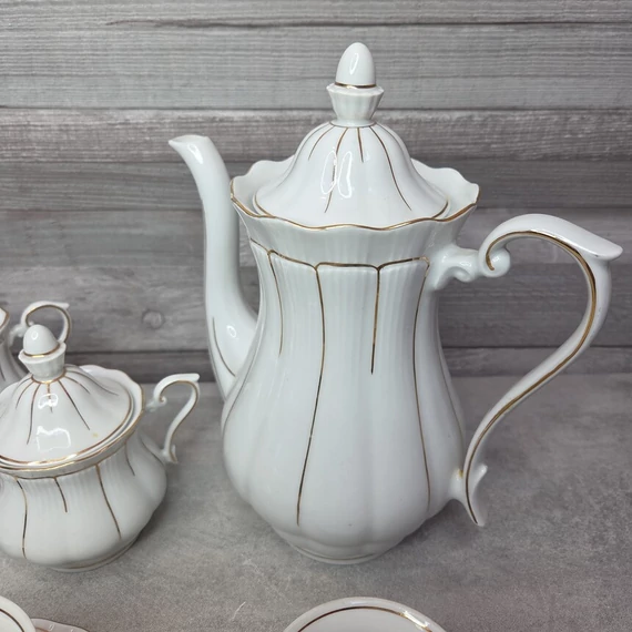 Antik lengyel Walbrzych porcelán teáskészlet