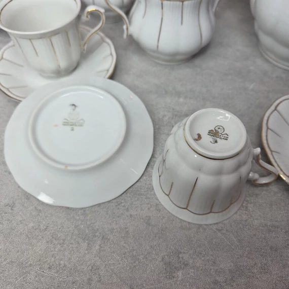Antik lengyel Walbrzych porcelán teáskészlet