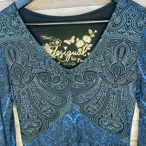 Desigual fekete-kék mintás női ruha XS