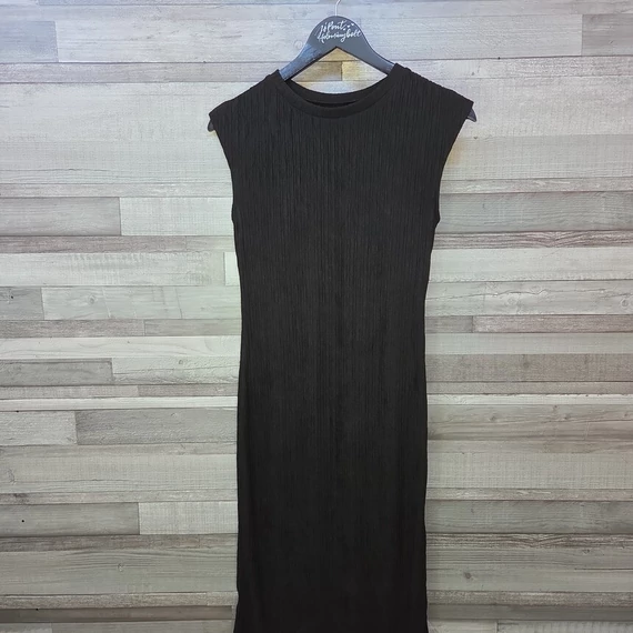 Shein ujjatlan oldalt sliccelt fekete női ruha, XS