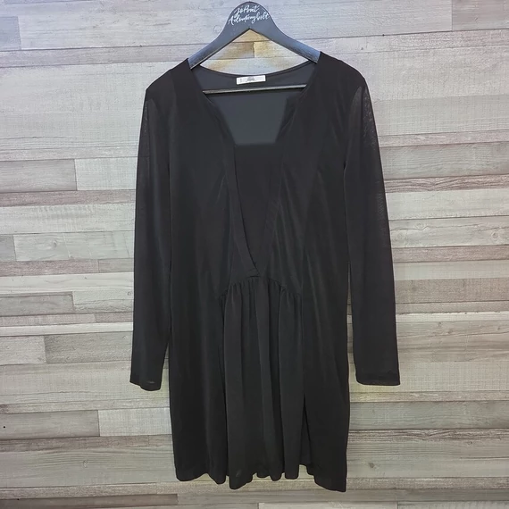 Mango fekete lenge anyagú női ruha, tunika, L