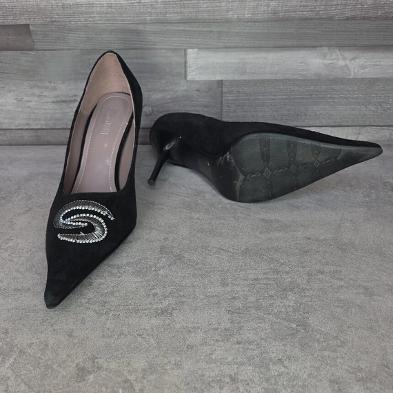 Patrizia Rigotti fekete velúr hatású női magassarkú cipő, 37