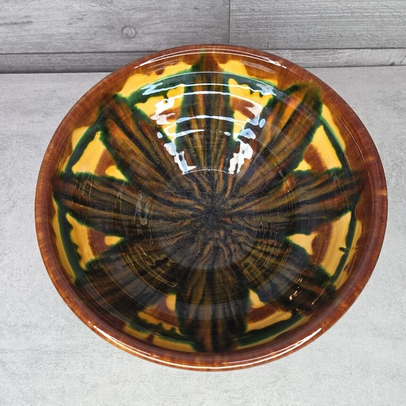 Mázas kerámia fali dísztányér