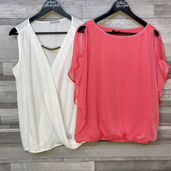 Orsay fehér, korall színű blúz szett 44