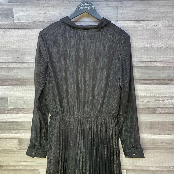 Mohito fekete csillogós pliszírozott midi ruha 42