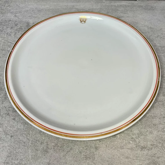 Zsolnay Pécs ÁFÉSZ aranyozott szélű kerek porcelán kínáló tál