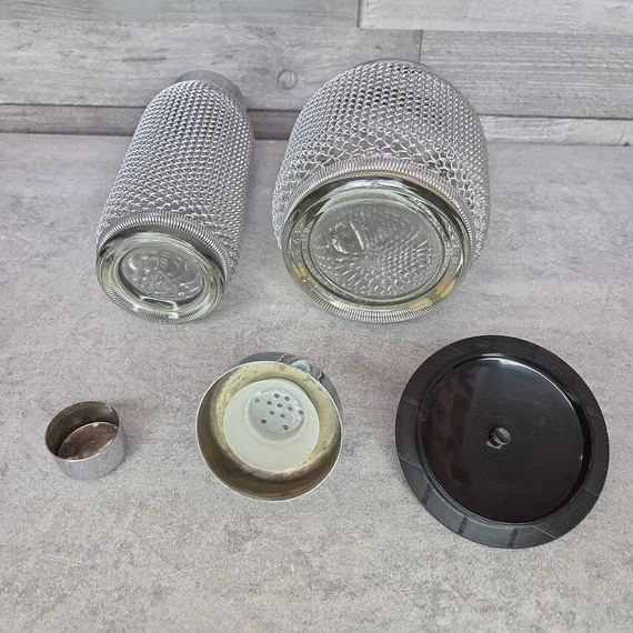 Vintage dróthálós borítású koktél készítő mixer és jégtartó