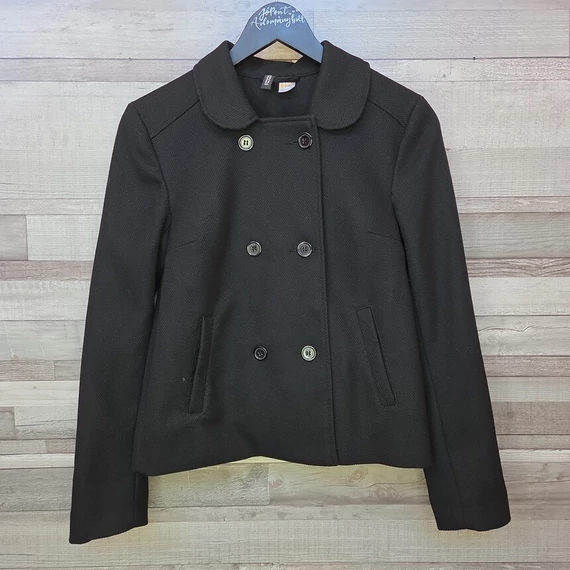 H&M Divided rövid fazonú fekete női blézer, XS