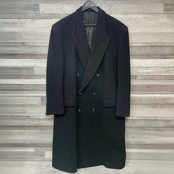 Férfi fekete elegáns szövetkabát 52