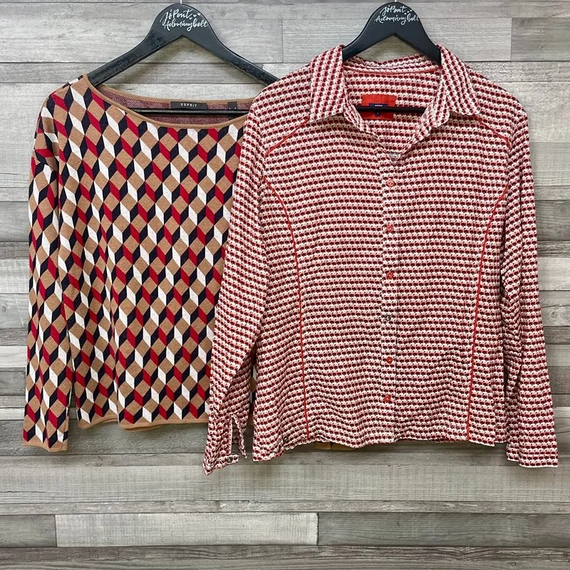 Esprit mintás pulóver, Cecil piros mintás blúz M-es szett