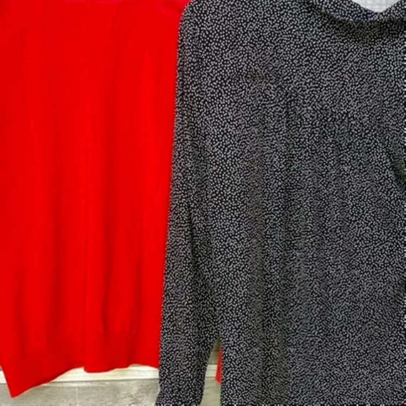 Esprit piros pulóver, H&M fekete pöttyös blúz S-es szett