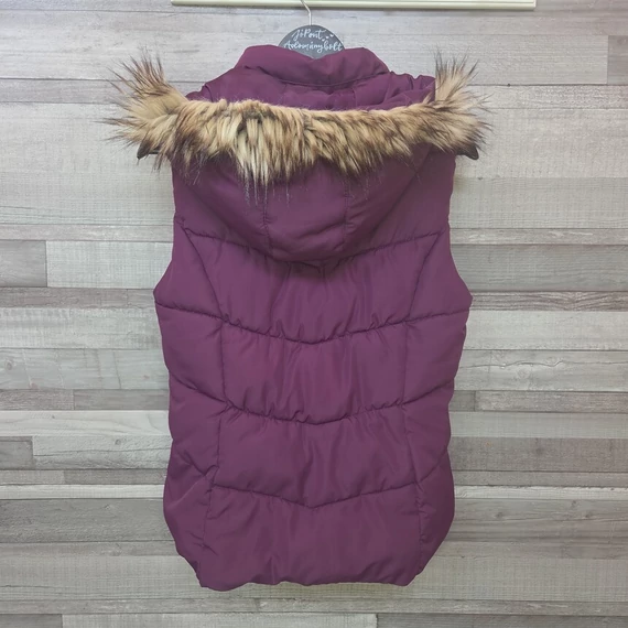 H&M lila kamaszlány mellény levehető szőrmés kapucnival, 14 év