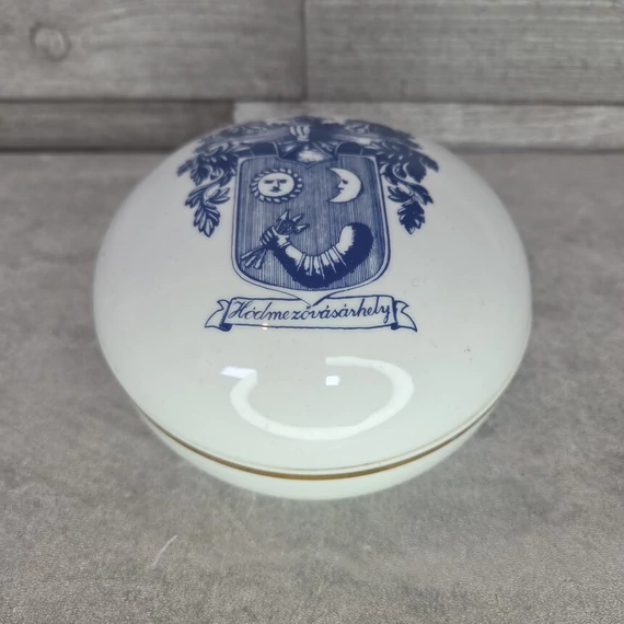 Alföldi porcelán bonbonier Hódmezővásárhely címerrel, felirattal
