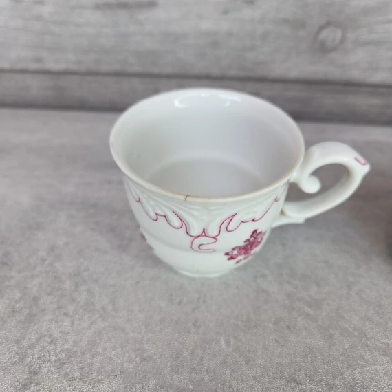 Hollóházi porcelán virágmintás kávéscsésze szett