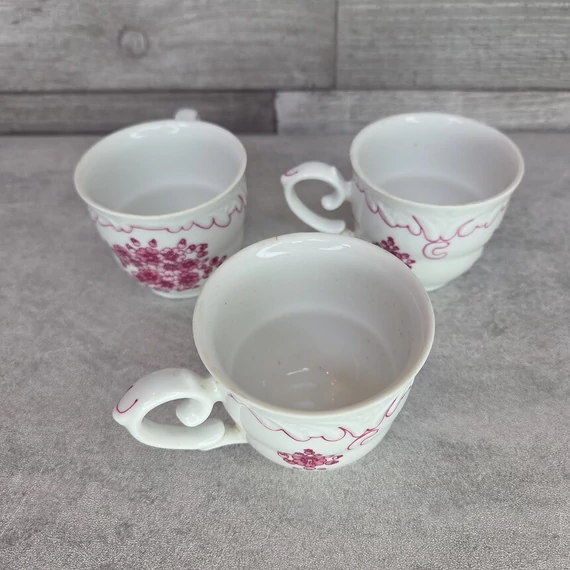 Hollóházi porcelán virágmintás kávéscsésze szett