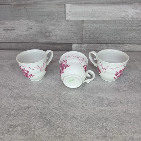 Hollóházi porcelán virágmintás kávéscsésze szett