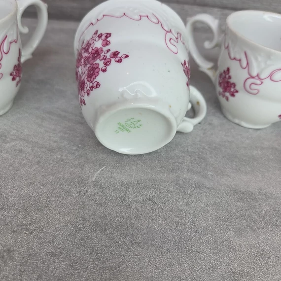 Hollóházi porcelán virágmintás kávéscsésze szett