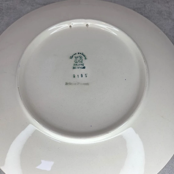 Lengyel Wloclawek kék virágmintás nagyméretű fajansz fali dísztányér