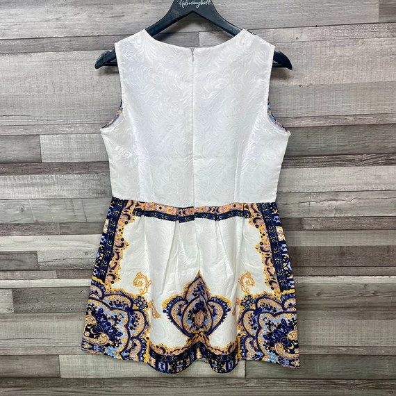 Polor Incense fehér kék sárga mintás női ruha XL