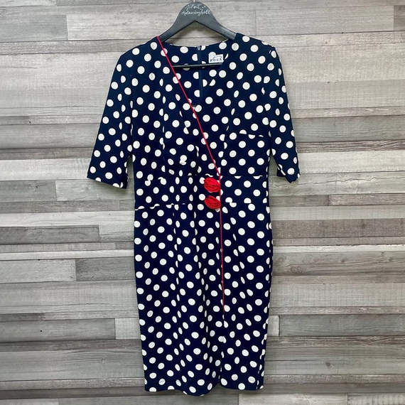 Pola kék-fehér pöttyös alkalmi ruha 42