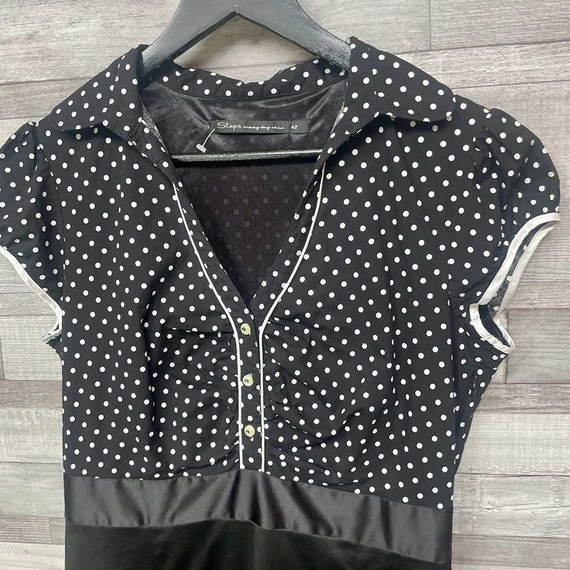 Step Every Day Chic fekete pöttyös elegáns női ruha 42